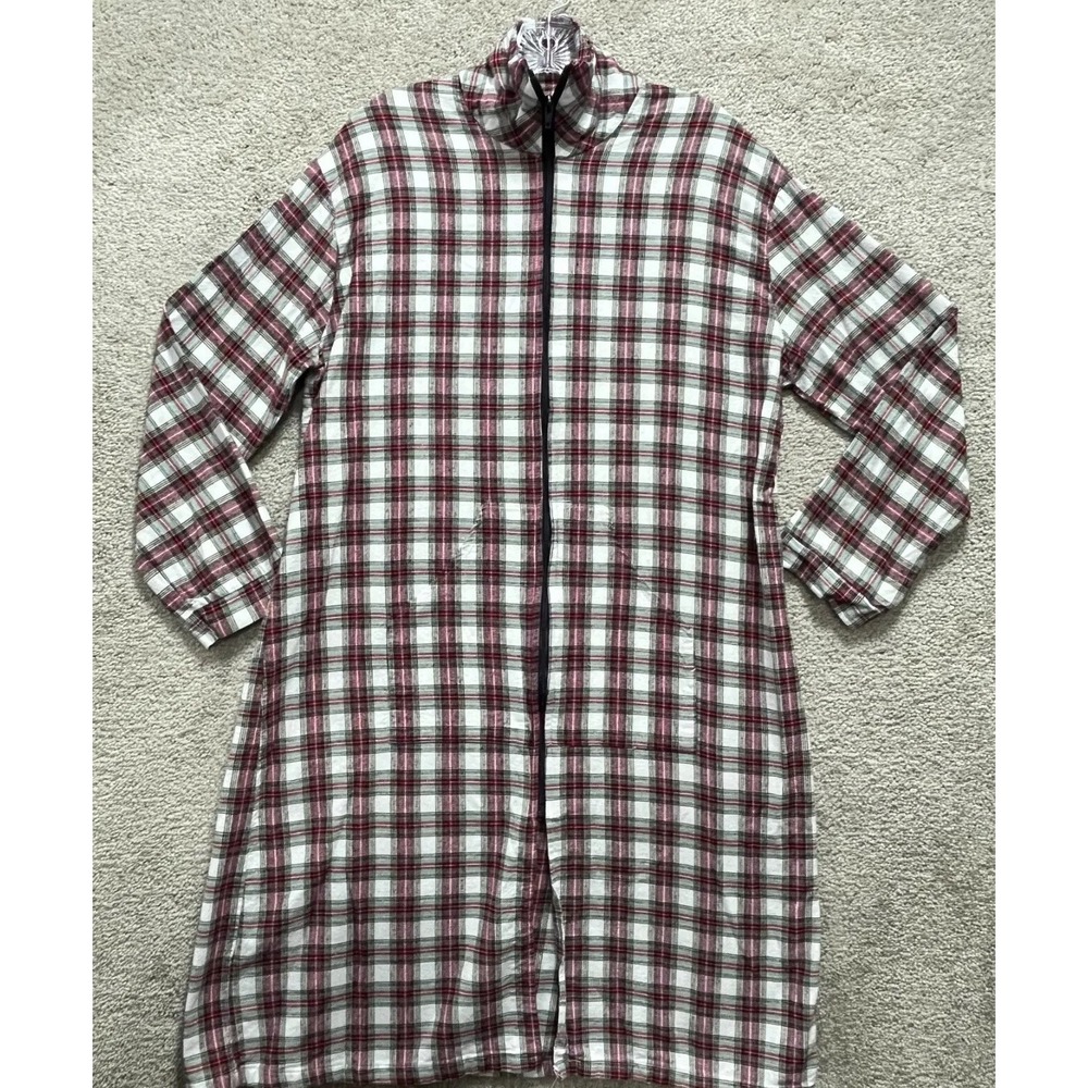 Magee Sleepwear Shirt Men's Large‎ Multicolor Plaid Midi Full Zip Up 100% Cotton